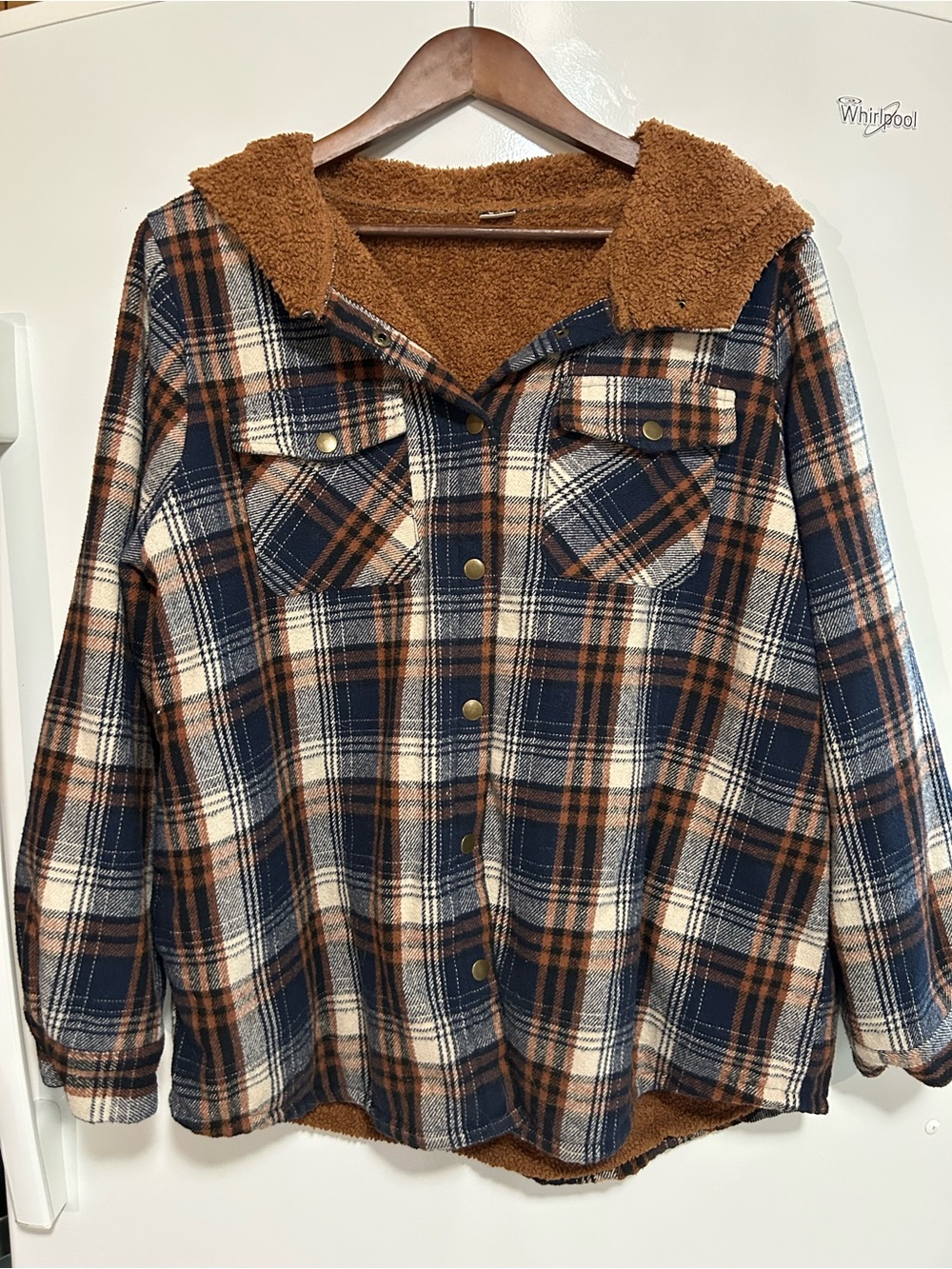 Asvivid Sherpa lined Plaid Hoodie jacket Sz XL